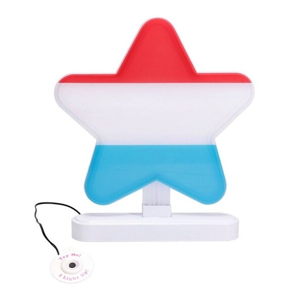 Star-Shaped LED Night Light With Red White & Blue Stripes Battery Operated Table - Picture 1 of 1